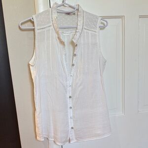 Faherty White Sleeveless Blouse